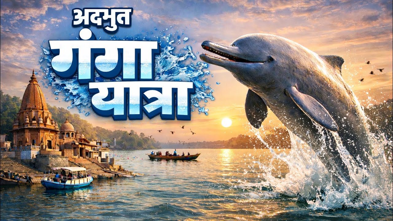 गंगा का अनोखा नज़ारा 🌅 | अचानक दिखी नदी की डॉल्फिन! #dolphin #ganga #travel #ytshorts #ytstudio 