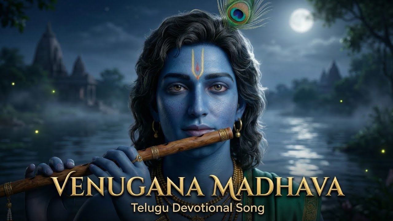 🎶 Venugana Madhava 🦚✨ – Divine Krishna Telugu Devotional Song 🙏💙