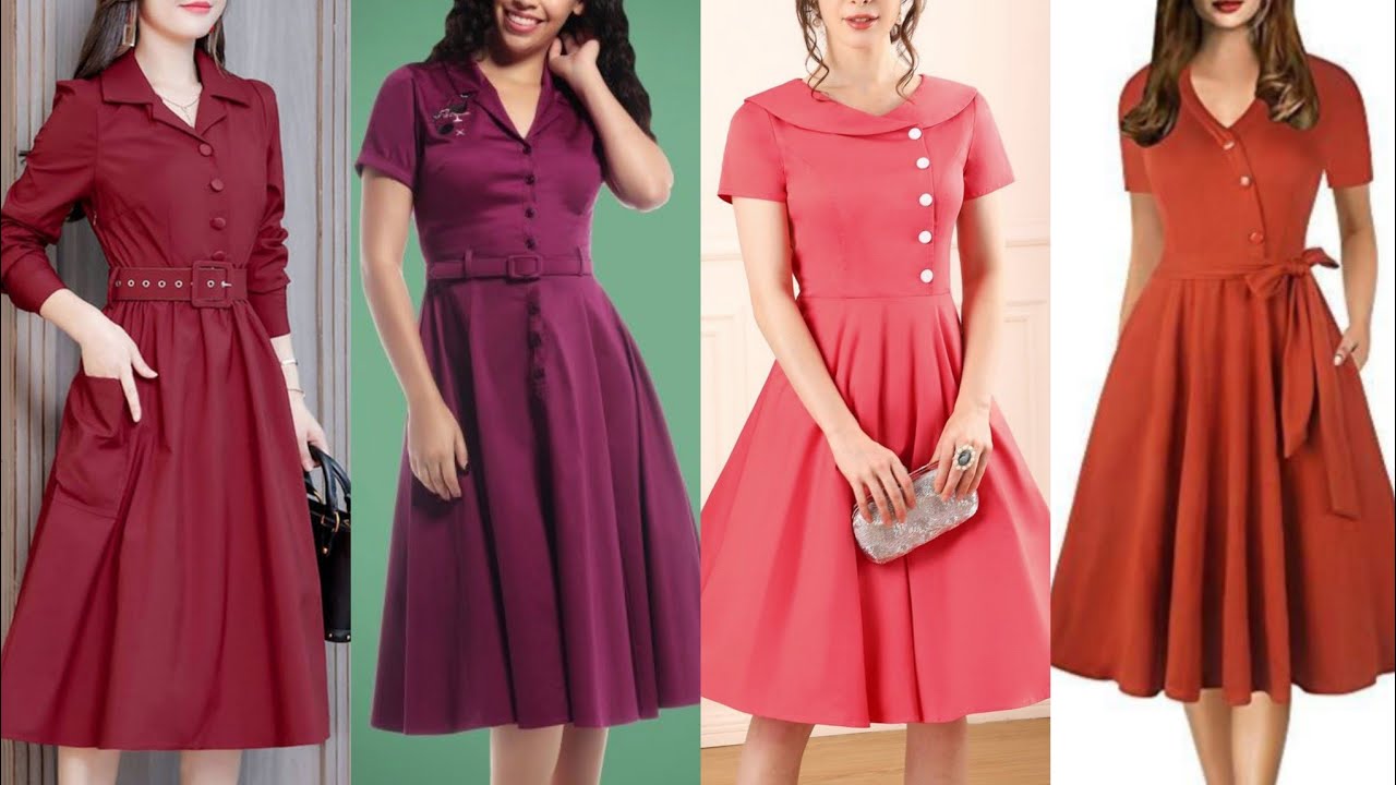 super stylish woman flared vintage  1950s swing & skirts business dresses
