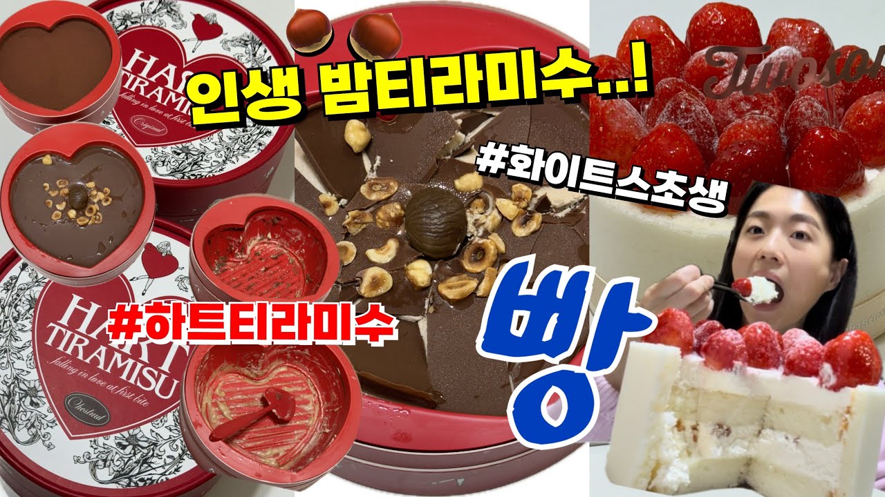 [vlog] 그저그런 sns맛집 아니야? 하다 만난 인생 티라미수🔥 | 화이트스초생 딸기케이크 🍓, 크리스마스 케이크 추천 | 하트티라미수, 투썸플레이스, 밤티라미수, 빵먹방