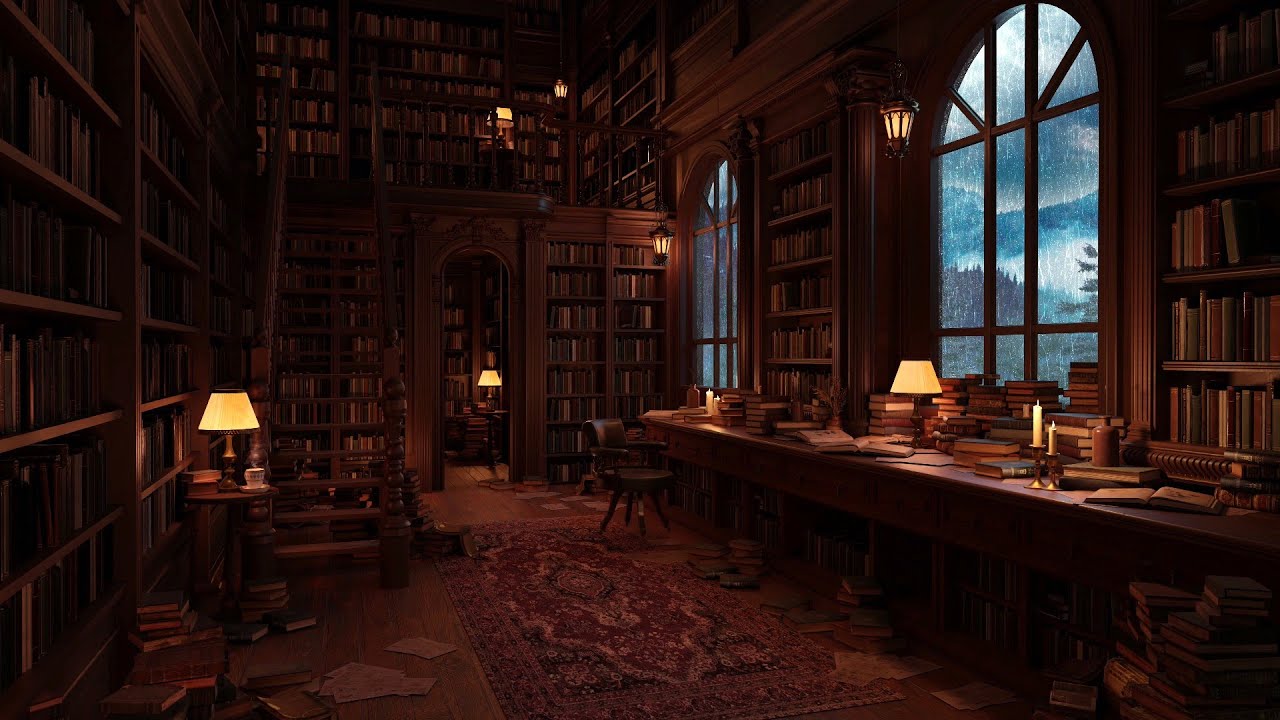Wooden Library | Library Sounds | Study Ambience | 3 hours