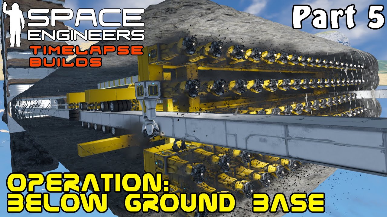 Space Engineers Timelapse Build - Operation Below Ground Base: Rotor Wheel Drilling Rig- Part 5