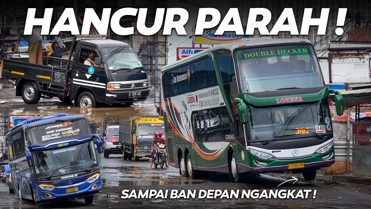 BUS DOUBLE DECK SAMPAI JEMPING DI JALAN INI‼️Kondisi depan Agen Bus Cikarang Barat