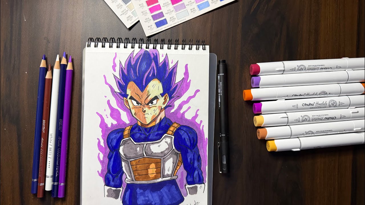 Prince Vegeta Full Drawing with Ohuhu Alcohol Markers 👑🔥