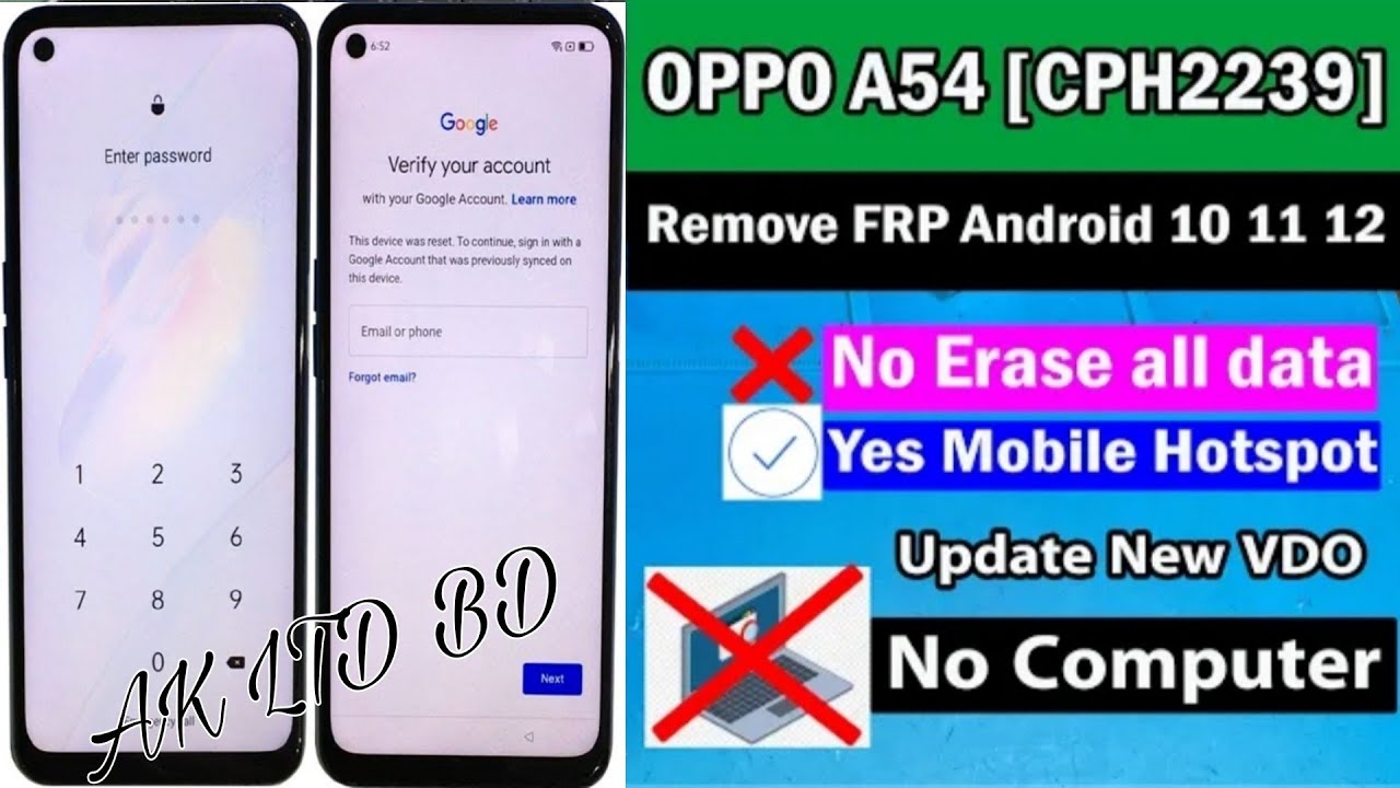 Oppo A54 CPH2239 frp Bypass Android 11.No PC New Method 100%.Ak Ltd Bd.GSM ANSAR COX.