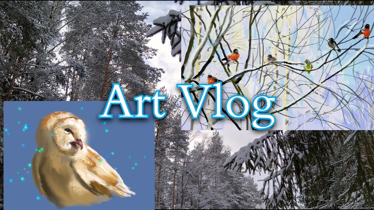 Digital painting process: Let's paint birds! | 1st Art Vlog of 2026