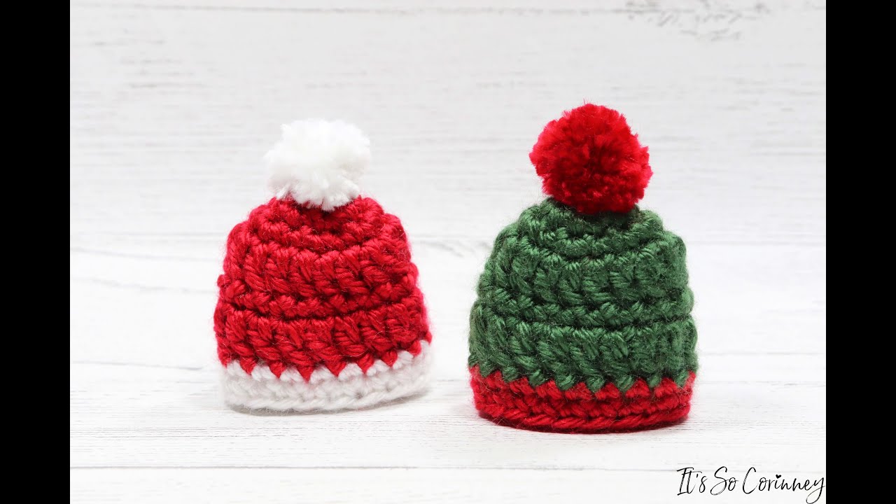 Mini Crochet Beanie Ornament Tutorial