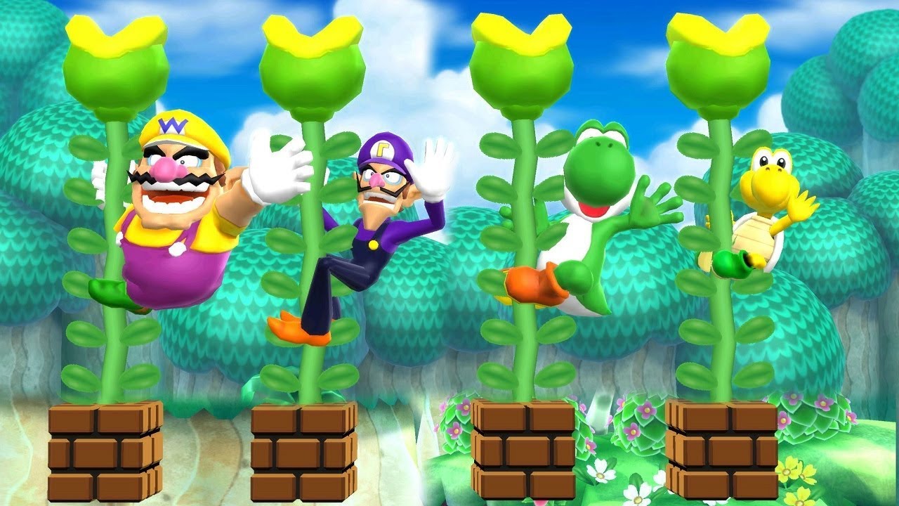 Mario Party 9 Garden Battle - Wario vs Waluigi vs Yoshi vs Koopa| Cartoons Mee