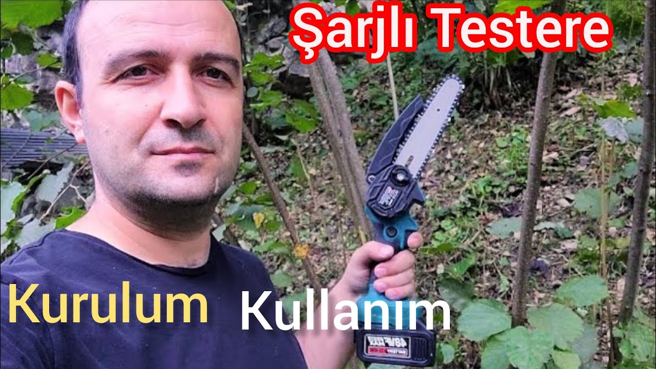 Şarjlı pilli budama testeresi inceleme kurulum kullanım yağlama test | Anadolu strong ans 9064