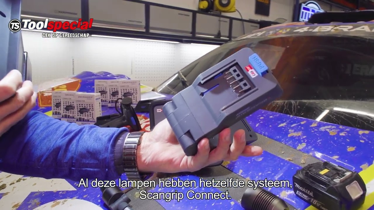 Scangrip Connect werklampen met accu adapters voor oa Makita Hazet Bosch | Tom Coronel | Toolspecial