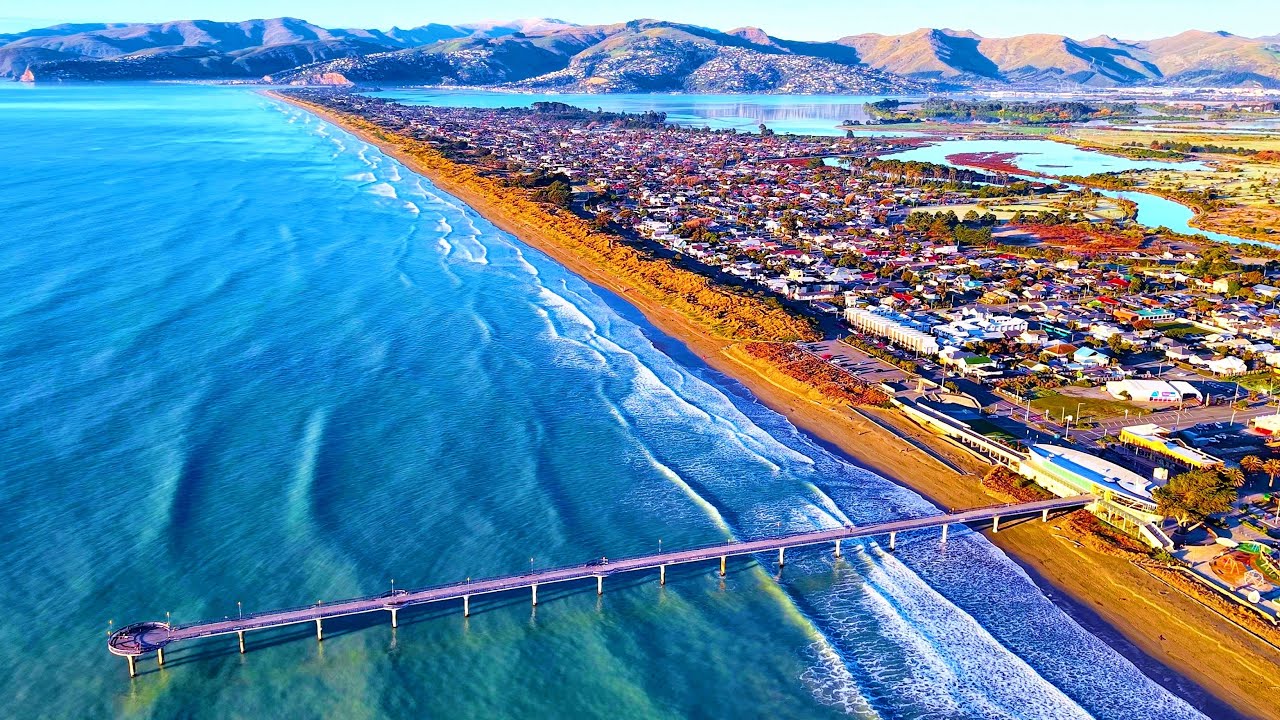 Amazing New Zealand | New Brighton | Cinematic Aerial Journey | Drone-Drive-Drift Around