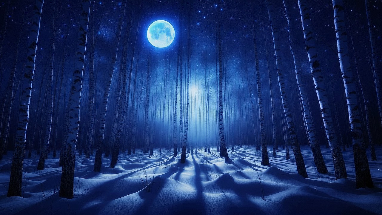 🌕 Full Moon Forest Magic | Deep Sleep Music • Snowfall • Mystical Night
