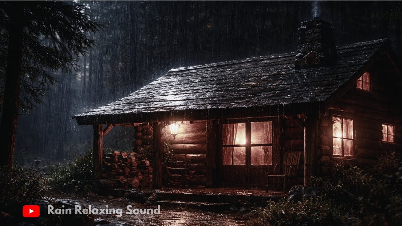 Soft Patter of Night Rain on Cabin Roof | Calm Nature Sounds for Sleep