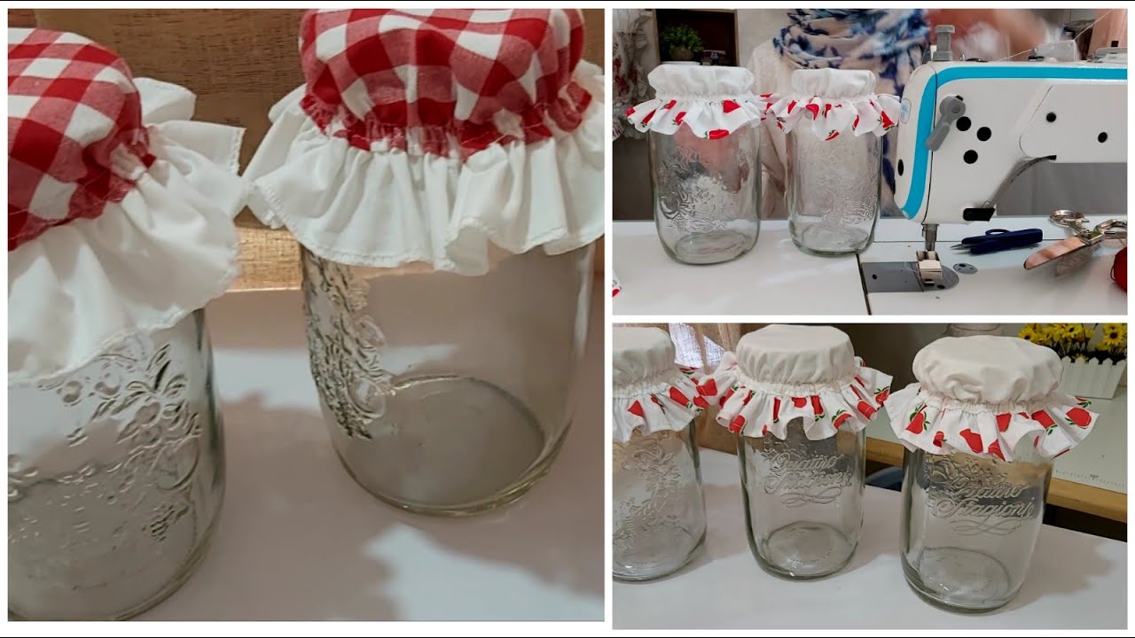 Chapeau pour pot de cuisine اكسيورات المطبخ..غطاء قنينات المطبخ من بقايا القماش
