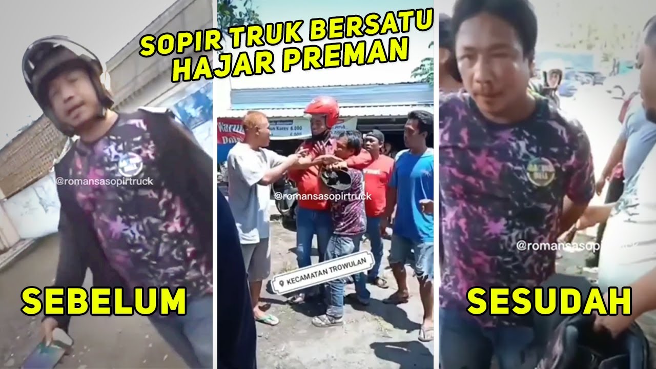 KAPOK...! Nekat Palak Sopir Truk, Preman Sok Jago Dipukuli Sampai Babak Belur