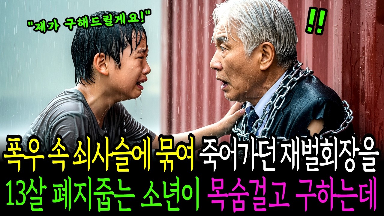 폭우 속 컨테이너에 갇혀 죽어가던 재벌회장을 13살 폐지 줍는 소년이 죽을 힘을 다해 구하는데…ㅣ노후사연ㅣ오디오북ㅣ인생사연ㅣ사이다사연