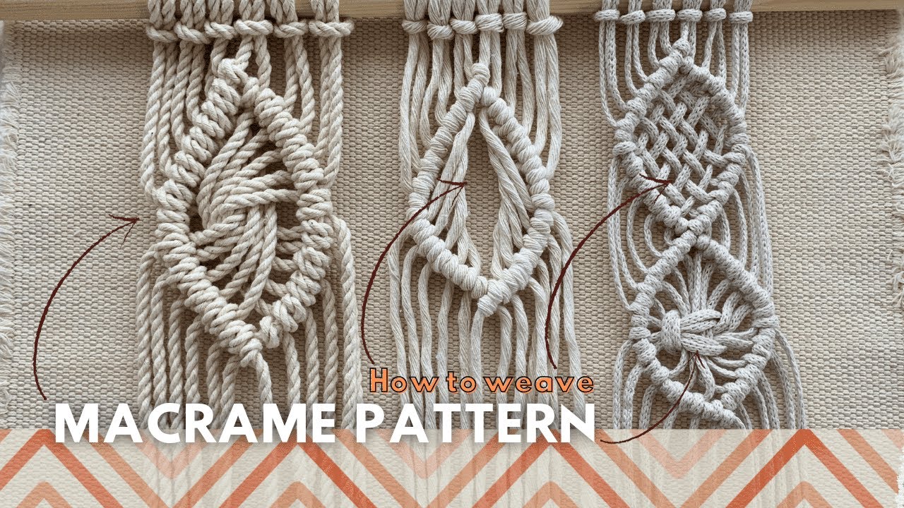 Варианты макраме узоров в Ромбе/ 4 pattern elements for macrame