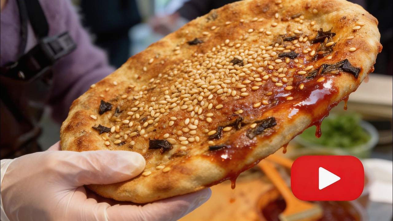 Look at that Glaze! ✨ Crispy 【Preserved Mustard Flatbread】 glowing with savory sauce 🤤#glossy #tasty