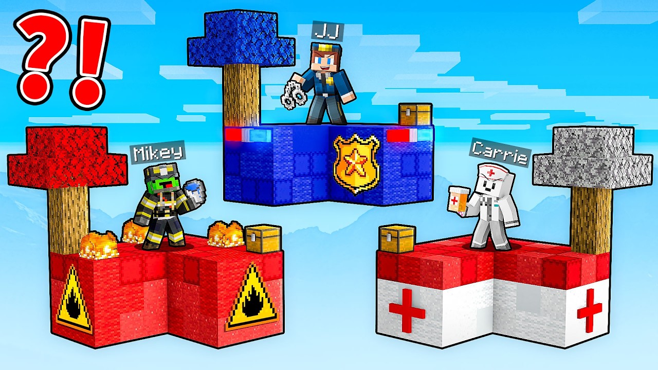 JJ vs Mikey vs Carrie: CITY SKYBLOCK BATTLE in Minecraft - Maizen