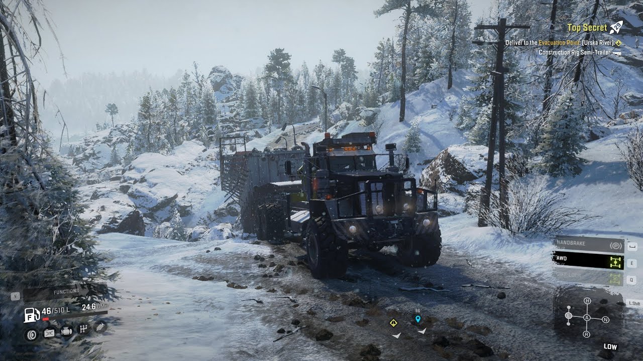 S7_Transporting Construction Rig semi-Trailer using Kenworth 963 (part 4) - Snowrunner Gameplay