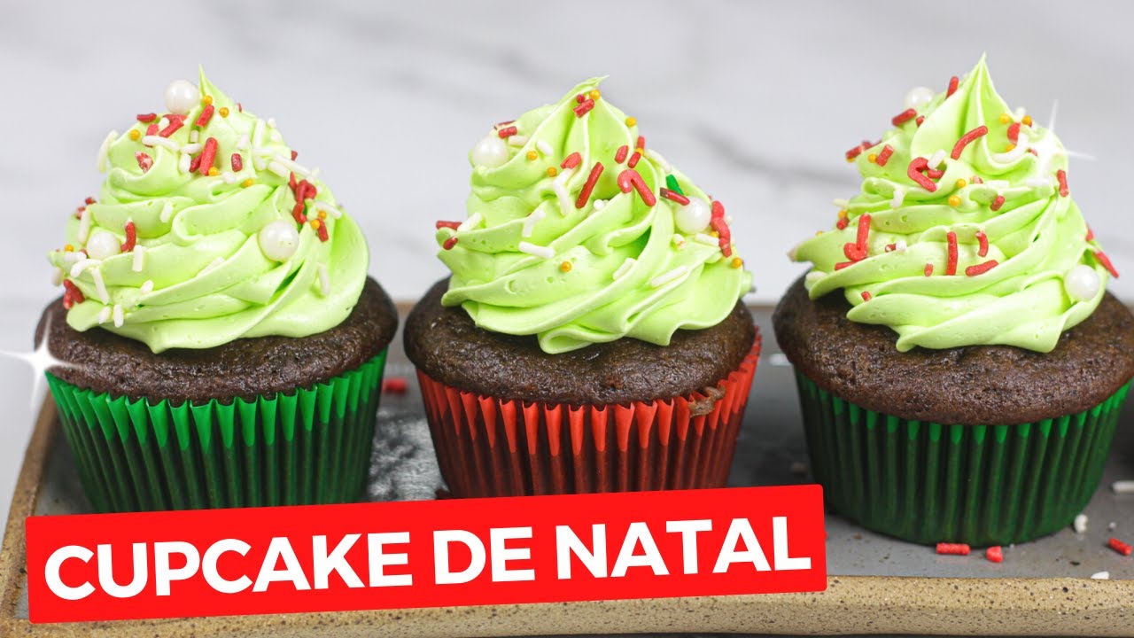 CUPCAKE DE NATAL VEGANO (com RECHEIO CREMOSO)!
