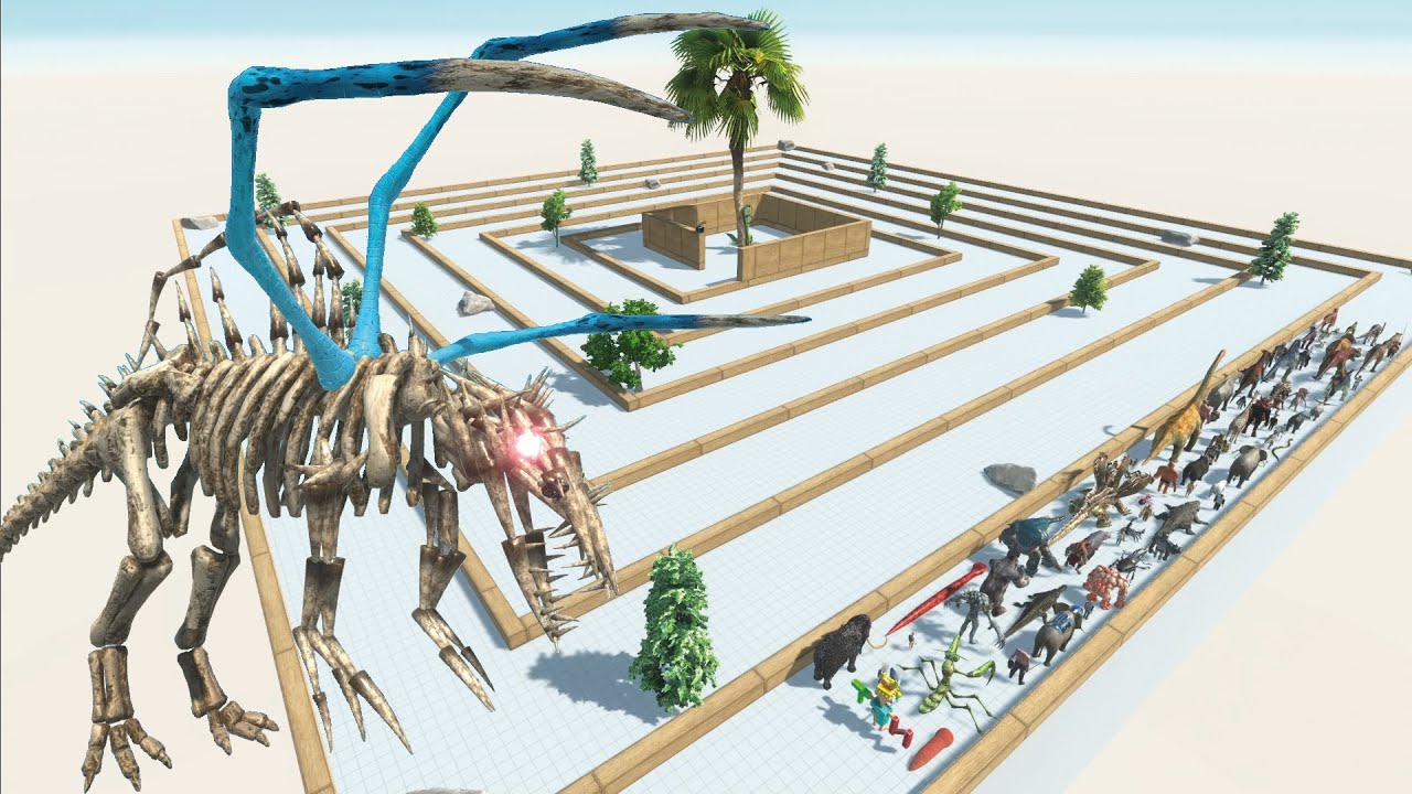 ESCAPE FROM ALIEN SPINOSAURUS SKELETON - LAST SURVIVOR - Animal Revolt Battle Simulator