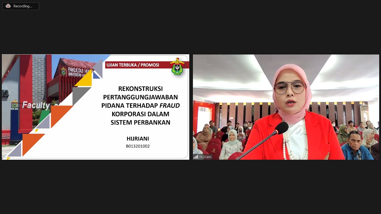 Promosi Doktor dalam Bidang Ilmu Hukum Sdr. Hijriani (B013201002)