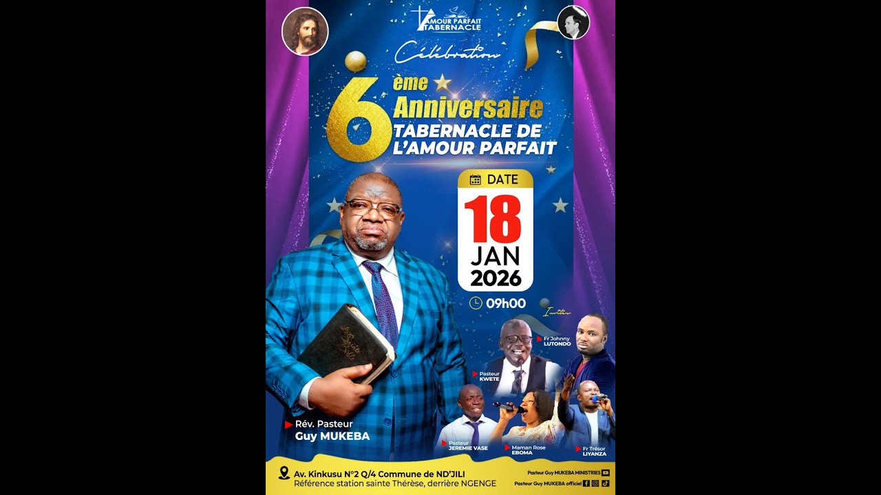 PAST GUY MUKEBA / DIEU EST FIDELE SUIVI DU CONCERT  / DIMANCHE 18/01/2026