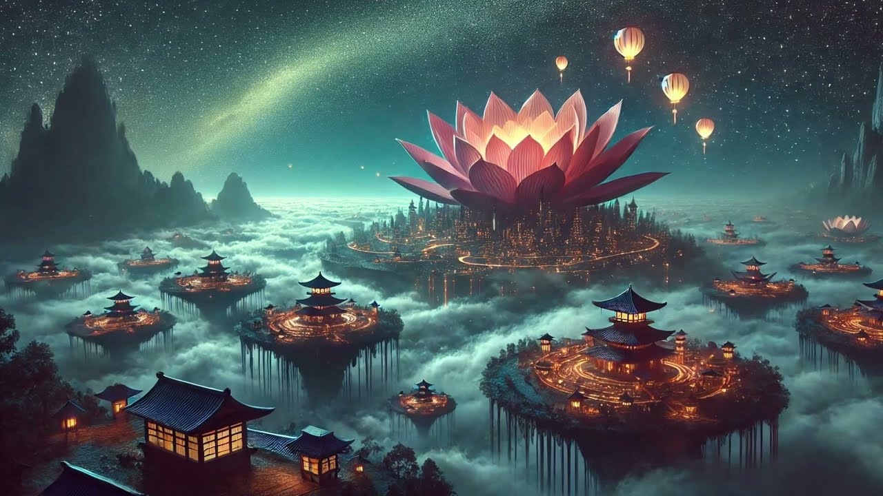 Sleep in the Celestial Lotus City | Floating Night Bloom Ambience (25 min)
