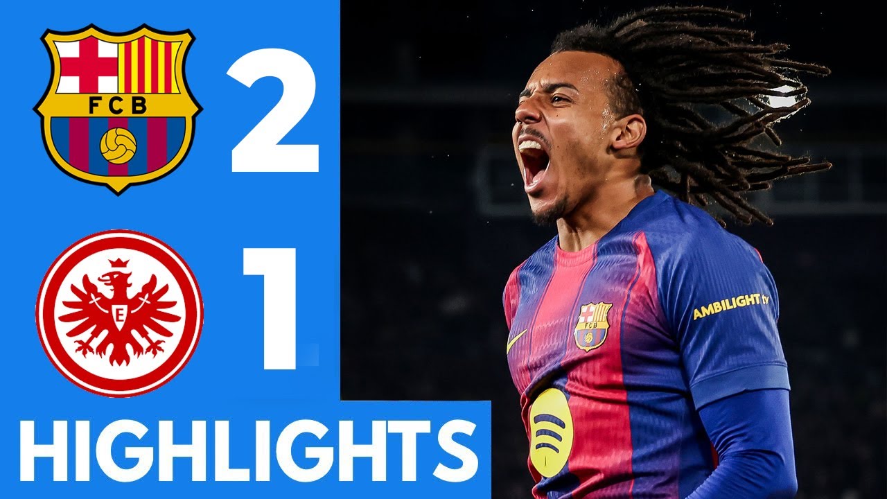 Barcelona vs Frankfurt (2-1) Highlights | Kounde 2 goals vs Frankfurt | Champions League 2025/26