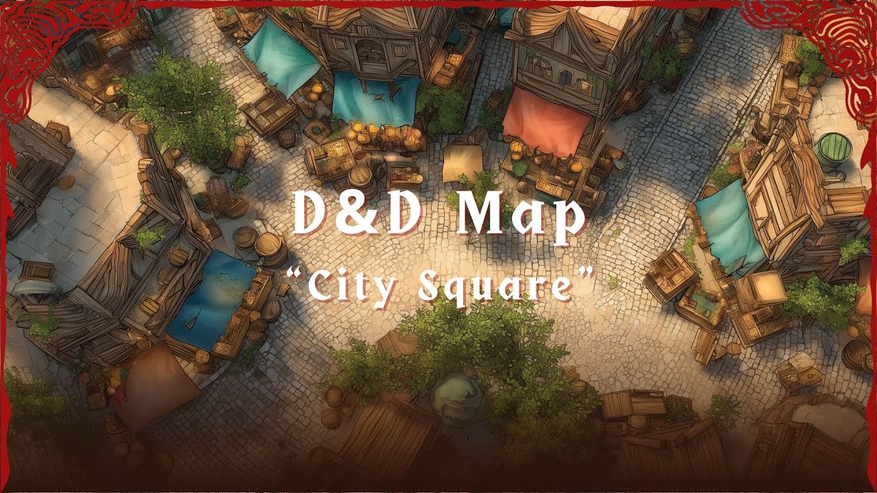 D&D Animated Battle Map: City Square | Dynamic Dungeons Map Ambience
