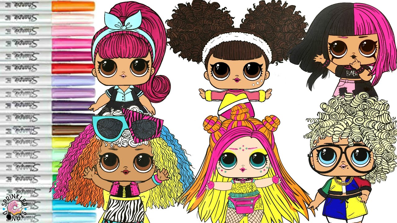 LOL Surprise Dolls Coloring Book Pages Hairgoals Pins Splits EDMBB Metal Babe Valley BB MC NYC