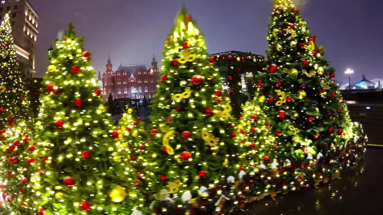 ❄Путешествие по Новогодней Москве. Очень красивые огни ночного города! New year in Moscow!