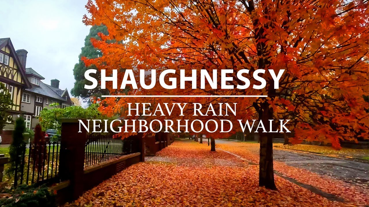 Torrential Rain Fall Colors Neighborhood Walk in Shaughnessy, Vancouver, BC