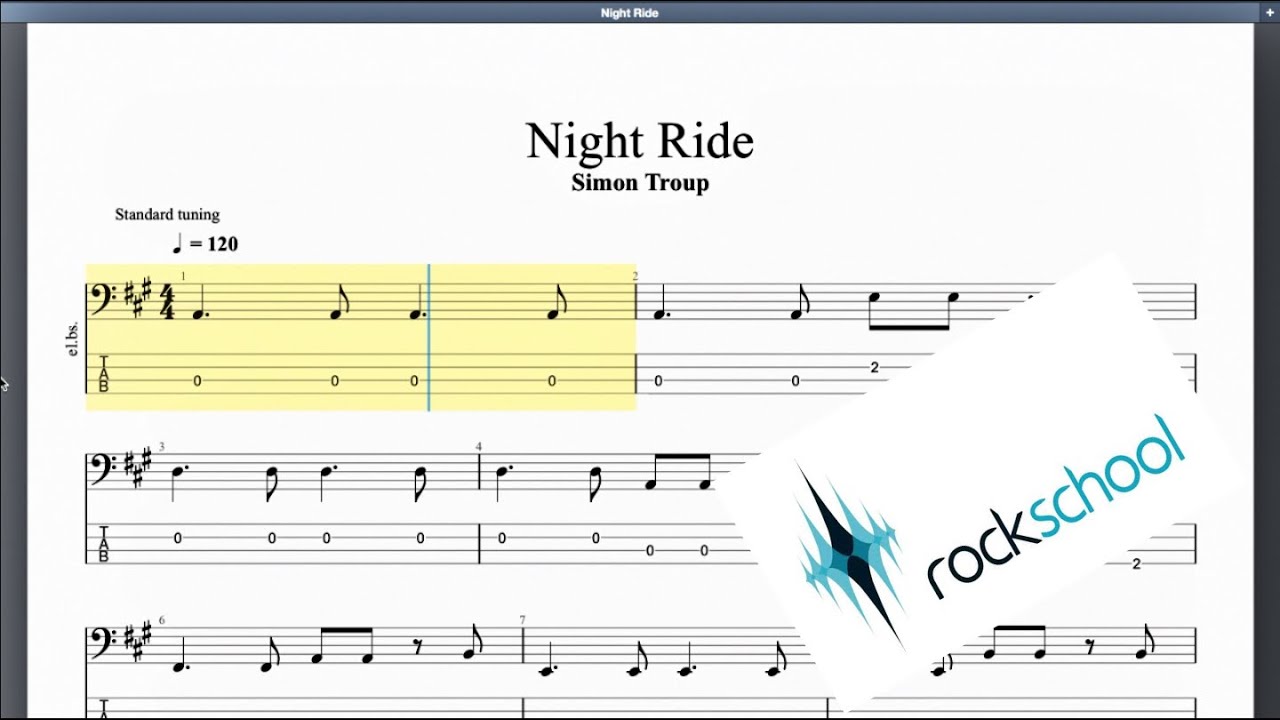 Night Ride Rockschool Grade 1 Bass