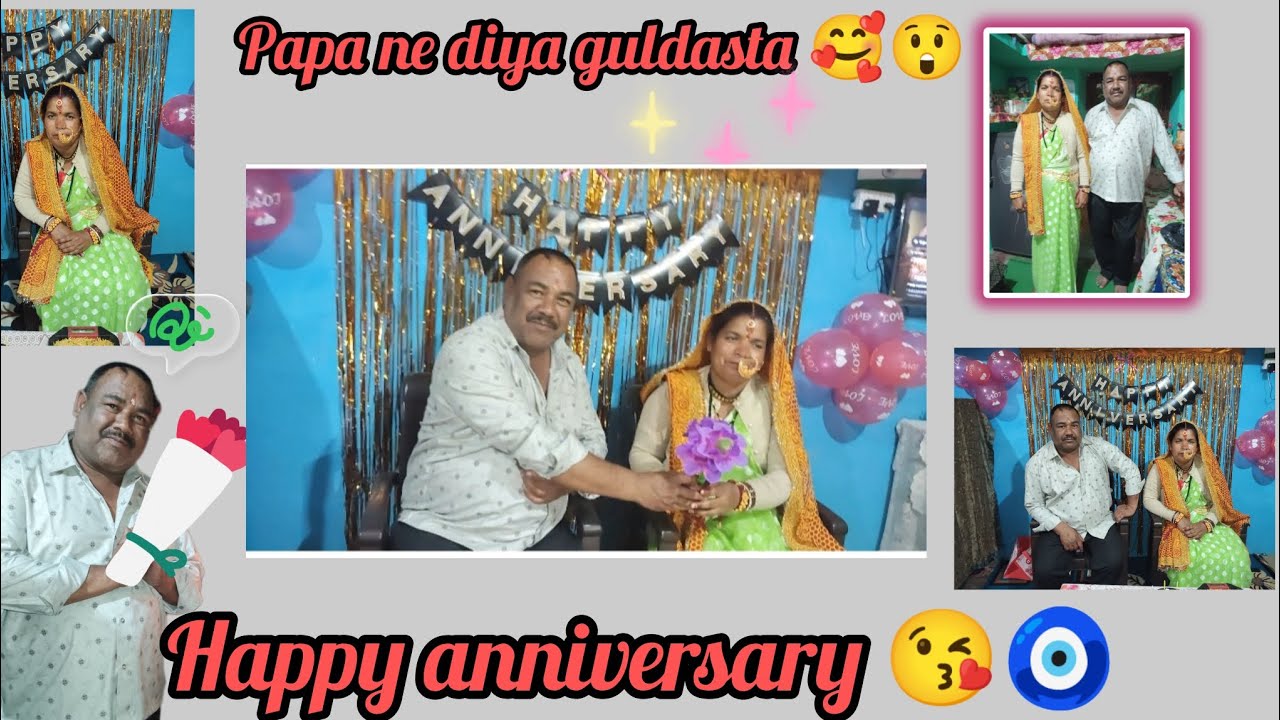 27 anniversary me diya papa ne mummy ko guldasta🥰 😃🧿🥰😘🌷❤ happy anniversary ❤😊#couple #love