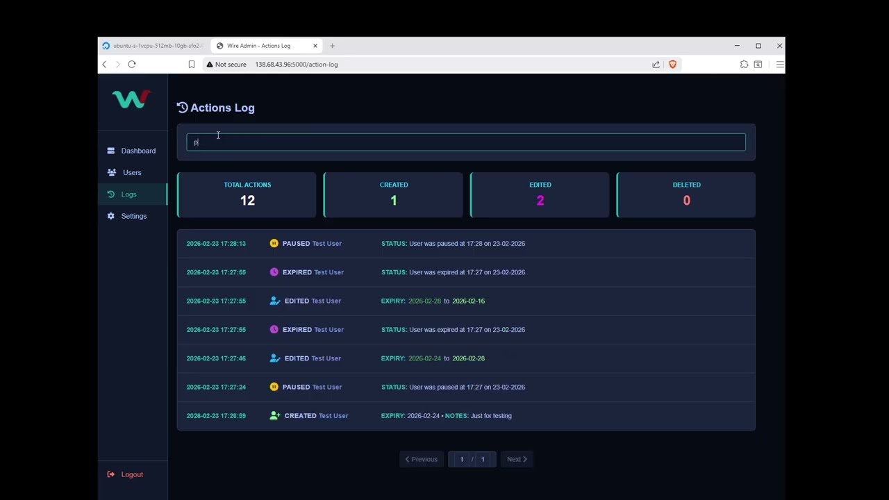 Wire Admin - Simple and Powerful Web Interface for WireGuard VPN -  Droplet Install and Demo
