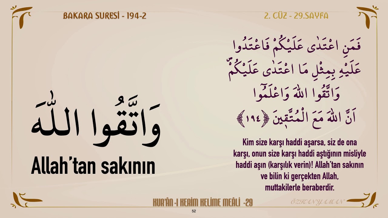 KUR'AN-I KERİM KELİME MEALİ 29 | BAKARA SURESİ 191 - 196 (2 .CÜZ)