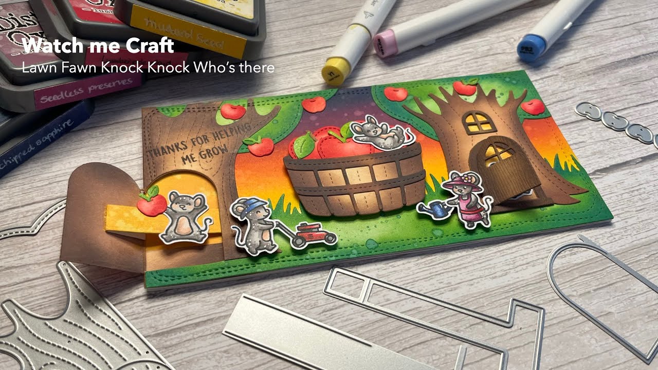 Lawn Fawn Knock Knock Who's there watch me craft only music Ohuhu/ Polychromos