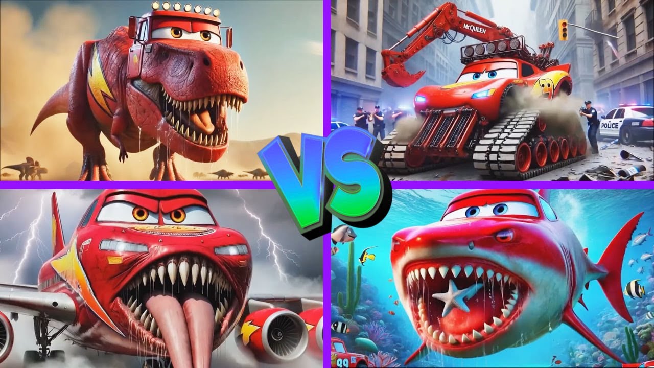 McQueen Shark🆚McQueen Excavator🆚McQueen Dino🆚McQueen Infected Sky - Tiles Hop EDM Rush 🎶