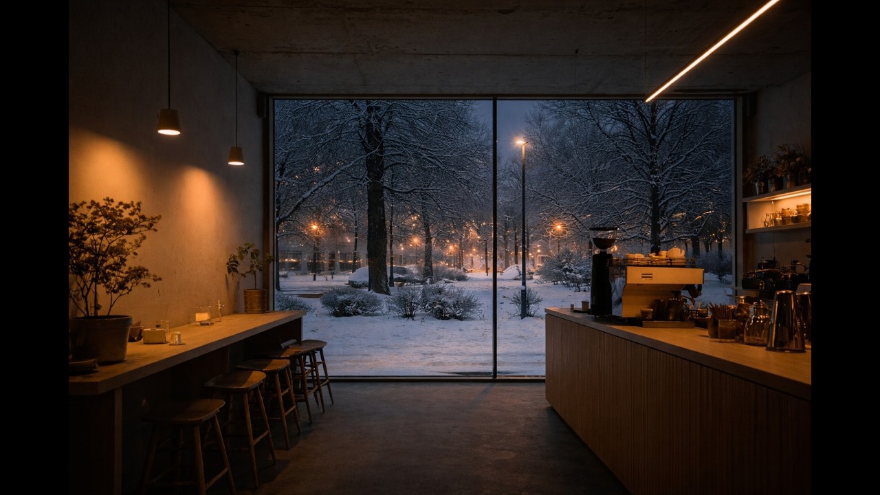 👉 Winter Night Café — Snowstorm Outside, Soft Jazz Inside | Gentle Female Vocals