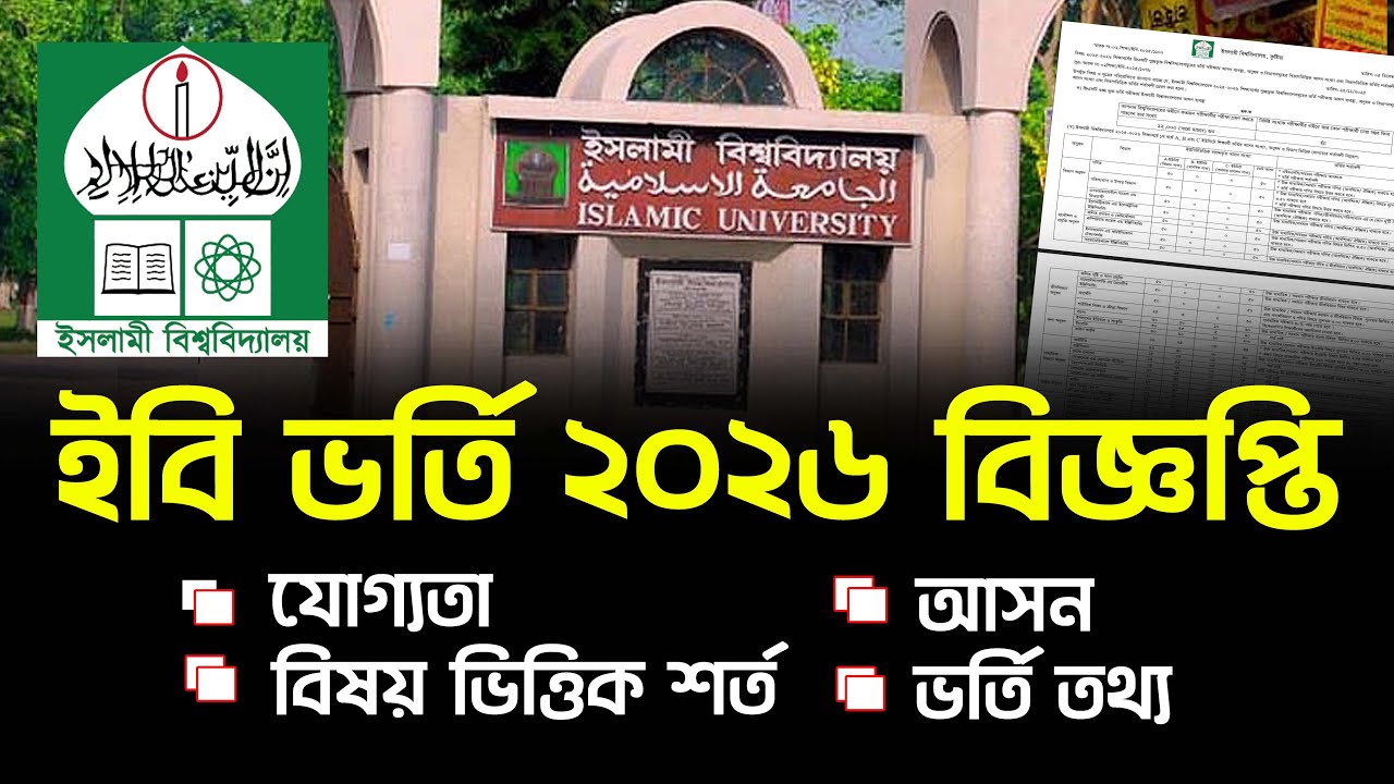 ব্রেকিং 🔥 ইসলামী বিশ্ববিদ্যালয় ভর্তি বিজ্ঞপ্তি প্রকাশ | Islamic University Admission Circular 2025