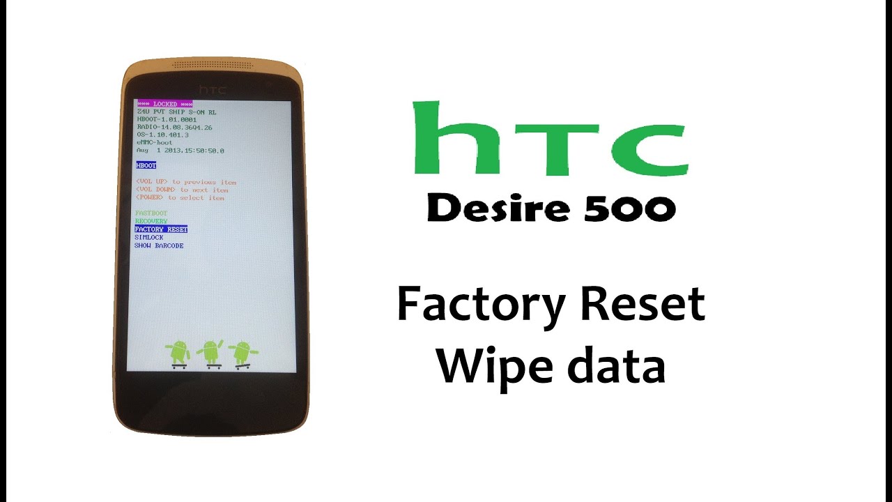 HTC Desire 500 - Hard Reset,  Password Lock, Factory Reset, Back to factory settings)
