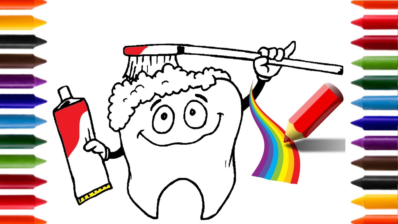 Aprendendo a Desenhar e Pintar um Dente Feliz ARCO ÍRIS | Animações e Desenhos para Crianças