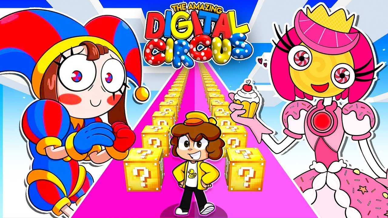 POMNI vs PRINCESA LOOLILALU en una CARRERA de LUCKY BLOCKS en Minecraft! 🤡👸🏼