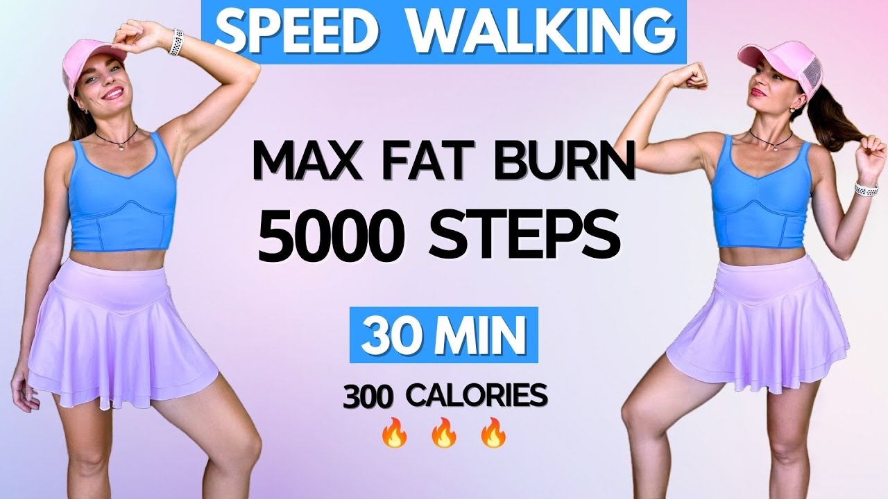 30 MIN SPEED WALKING CARDIO – 5000 Steps for Max Fat Burn & Weight Loss | No Equipment