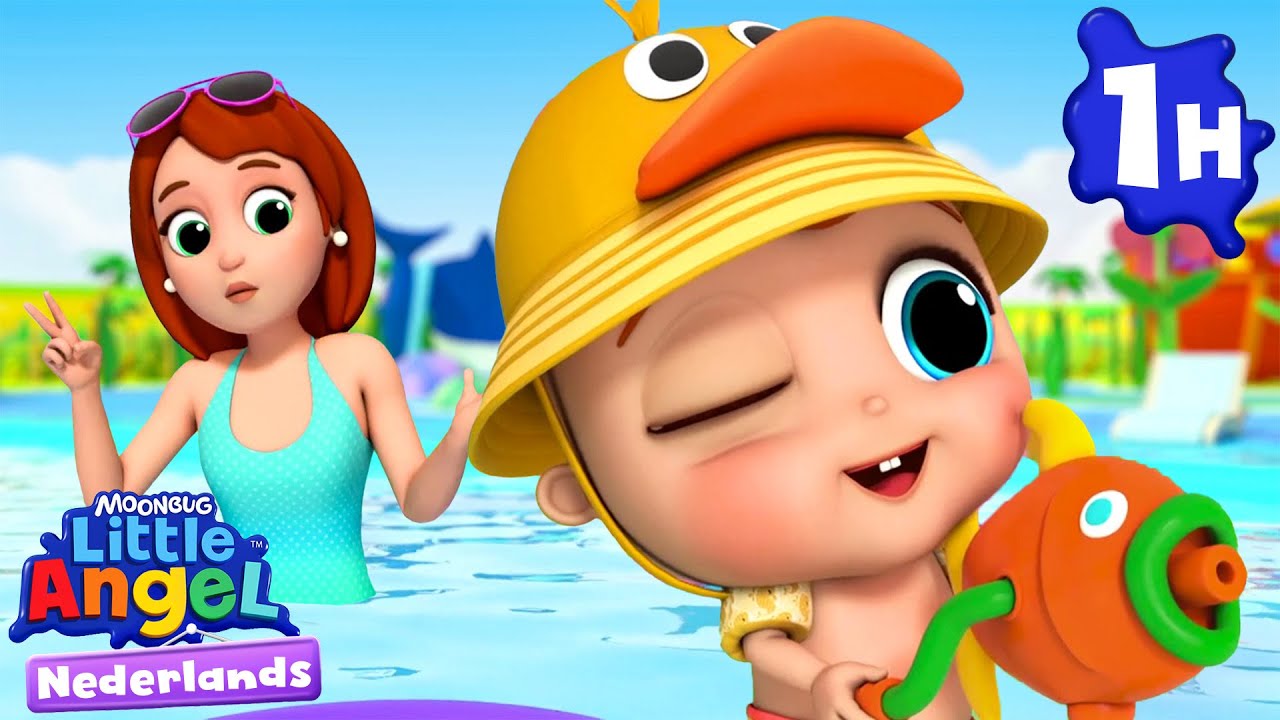 Vijf jonge eendjes in het zwembad | Little Angel | Moonbug Kids Nederlands - Kindertekenfilms