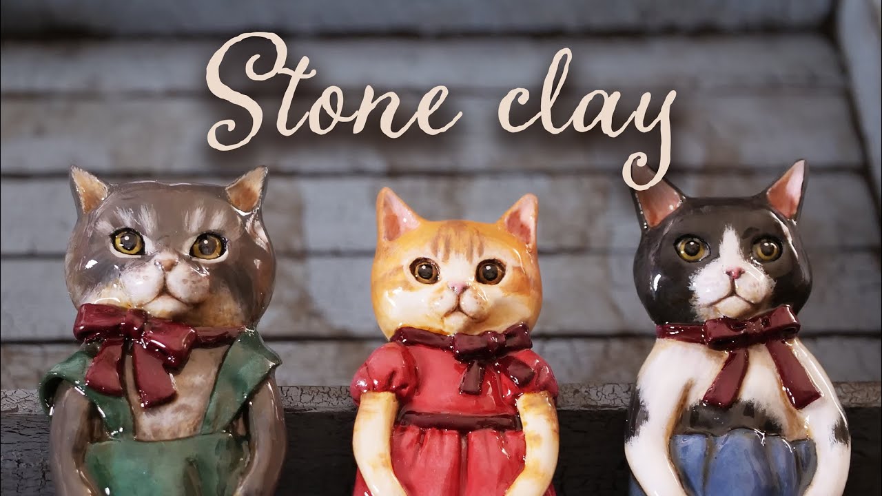 【石粉粘土×レジン】妹の誕生日プレゼント3匹のネコたち DIY My sister's birthday present [Stone clay×Resin]