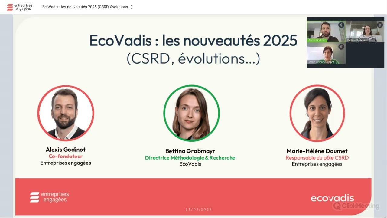 Webinaire - EcoVadis : Les nouveautés 2025 (CSRD, évolutions...)