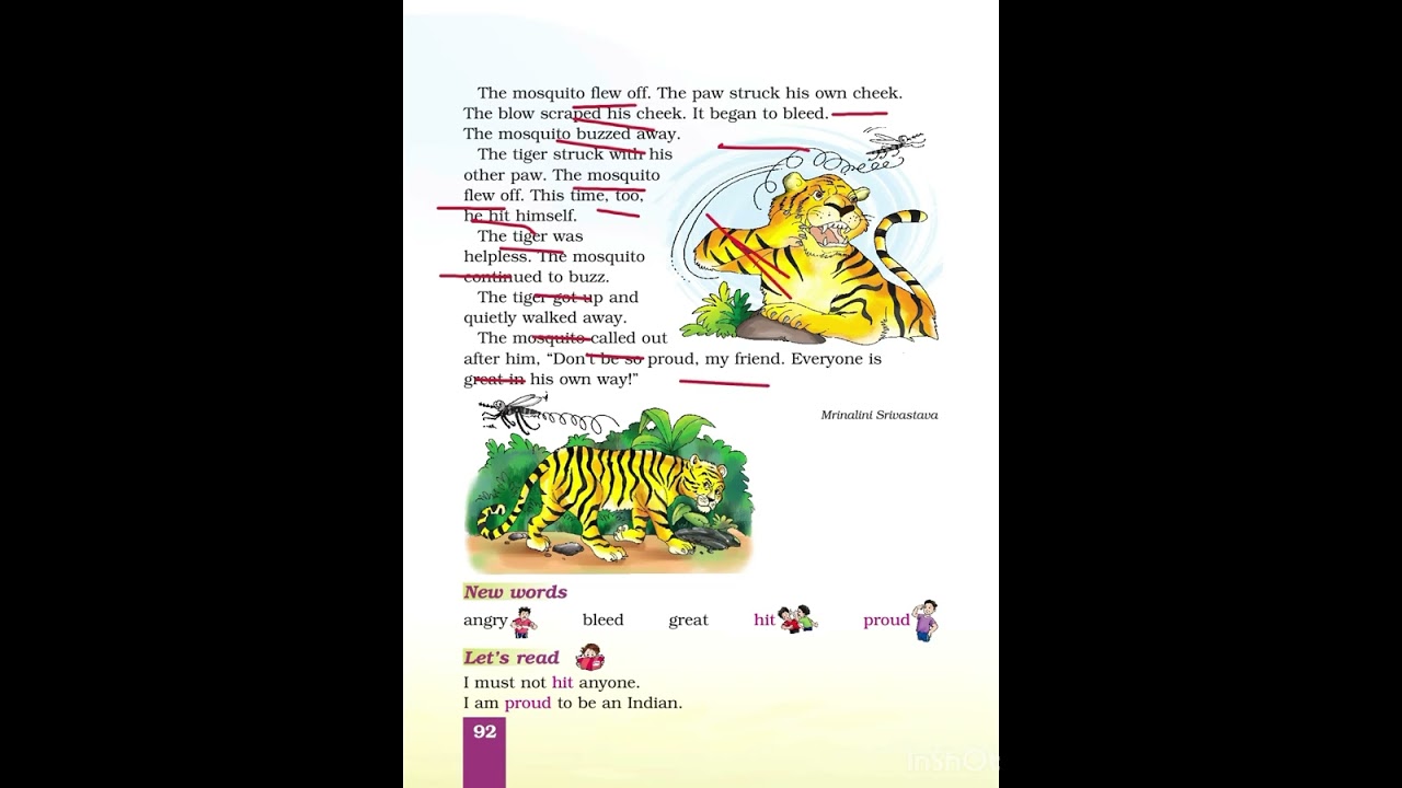 The tiger 🐅 and the mosquito 🦟  Unit -8 Part-2 #kidsstory #kidslearning #ncert #class1st #english